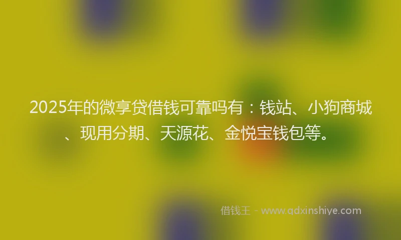 2025年的微享贷借钱可靠吗有：钱站、小狗商城、现用分期、天源花、金悦宝钱包等。