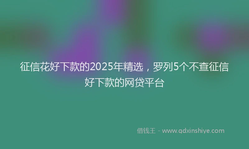 征信花好下款的2025年精选，罗列5个不查征信好下款的网贷平台