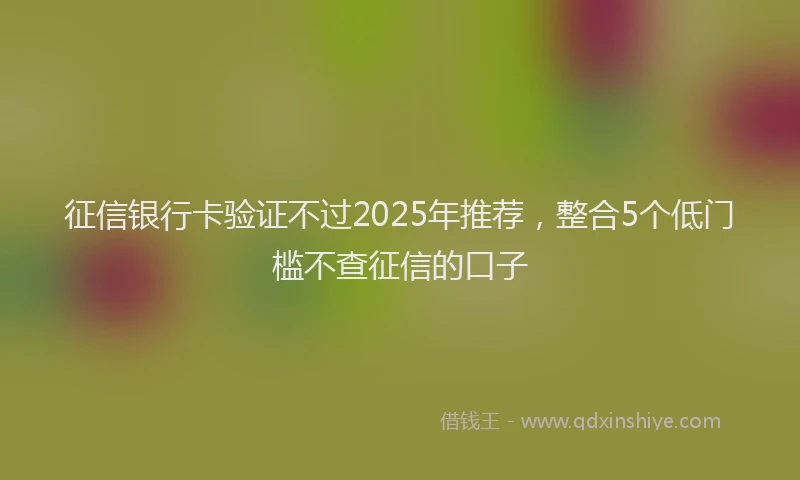 征信银行卡验证不过2025年推荐，整合5个低门槛不查征信的口子