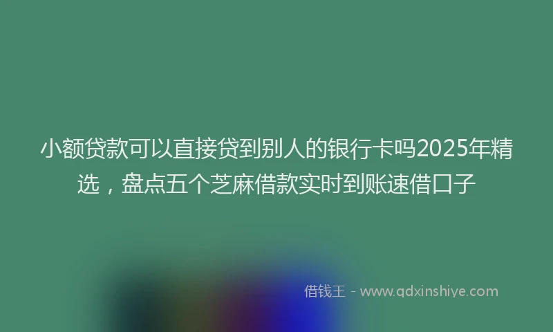 小额贷款可以直接贷到别人的银行卡吗2025年精选，盘点五个芝麻借款实时到账速借口子