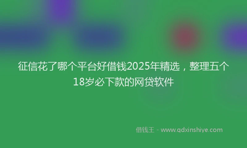 征信花了哪个平台好借钱2025年精选，整理五个18岁必下款的网贷软件