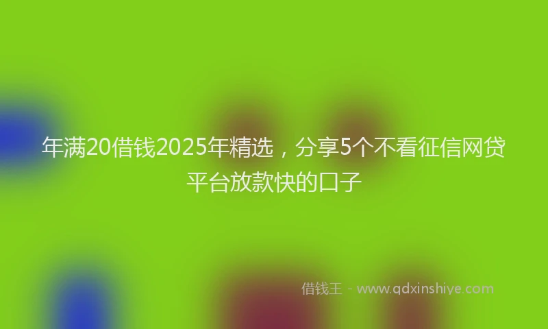 年满20借钱2025年精选，分享5个不看征信网贷平台放款快的口子