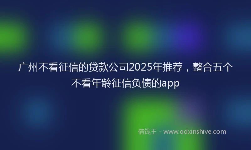广州不看征信的贷款公司2025年推荐，整合五个不看年龄征信负债的app