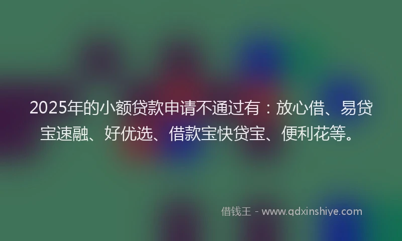 2025年的小额贷款申请不通过有：放心借、易贷宝速融、好优选、借款宝快贷宝、便利花等。