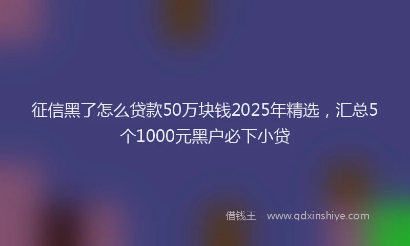 征信黑了怎么贷款50万块钱2025年精选，汇总5个1000元黑户必下小贷
