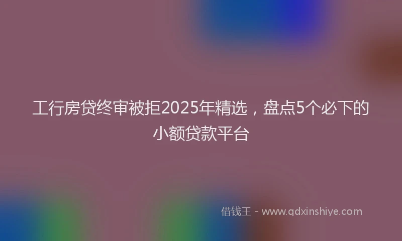工行房贷终审被拒2025年精选，盘点5个必下的小额贷款平台