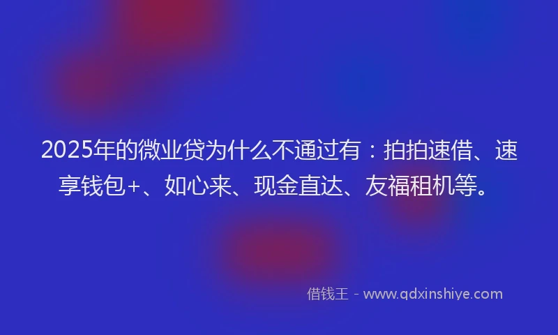 2025年的微业贷为什么不通过有：拍拍速借、速享钱包+、如心来、现金直达、友福租机等。