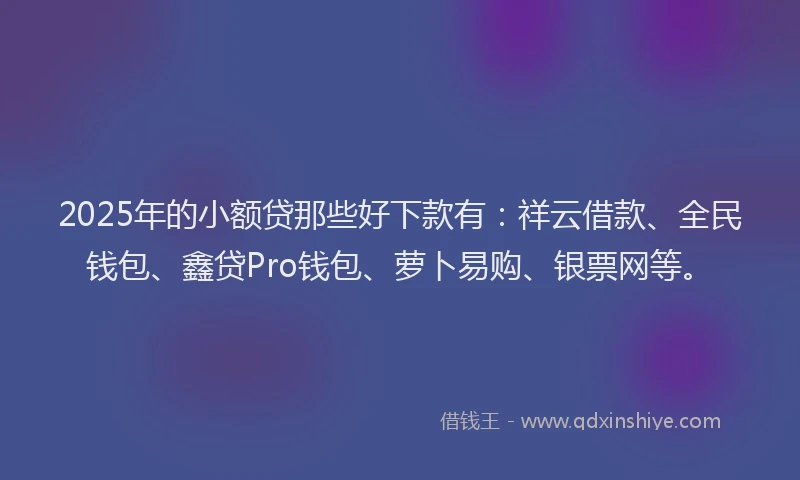 2025年的小额贷那些好下款有：祥云借款、全民钱包、鑫贷Pro钱包、萝卜易购、银票网等。
