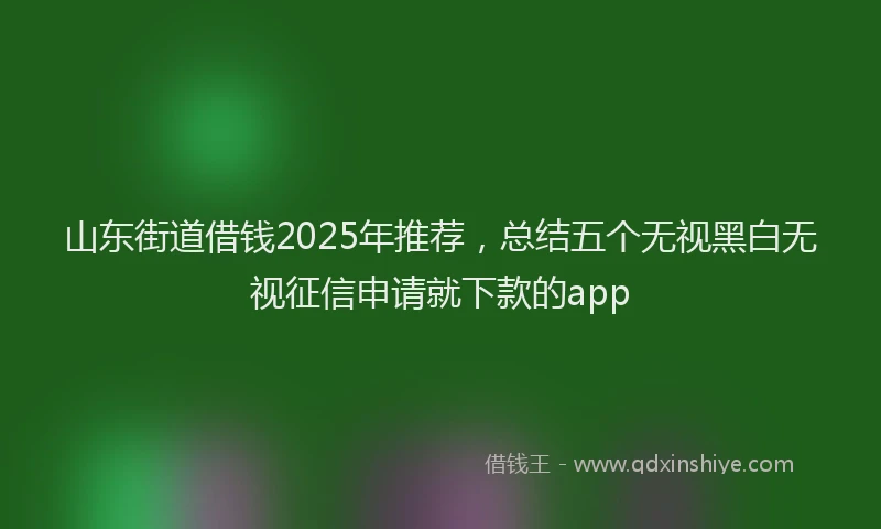 山东街道借钱2025年推荐，总结五个无视黑白无视征信申请就下款的app