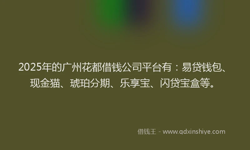 2025年的广州花都借钱公司平台有：易贷钱包、现金猫、琥珀分期、乐享宝、闪贷宝盒等。