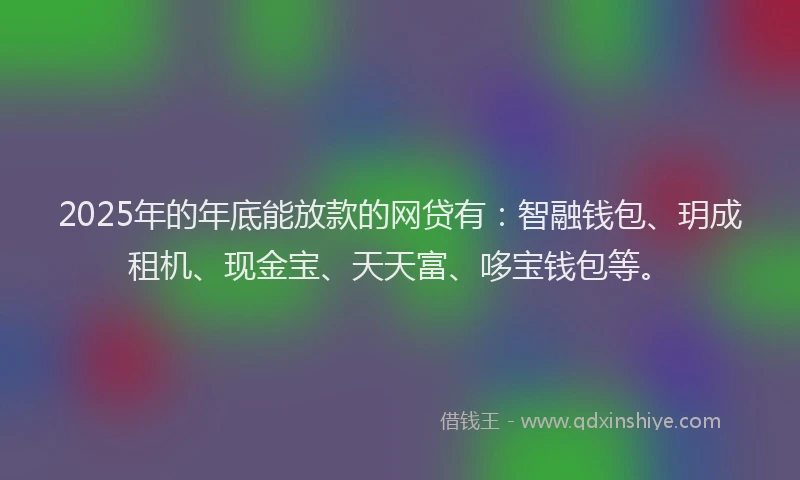 2025年的年底能放款的网贷有：智融钱包、玥成租机、现金宝、天天富、哆宝钱包等。