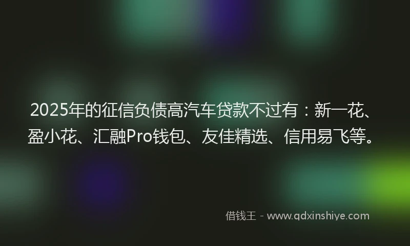 2025年的征信负债高汽车贷款不过有：新一花、盈小花、汇融Pro钱包、友佳精选、信用易飞等。