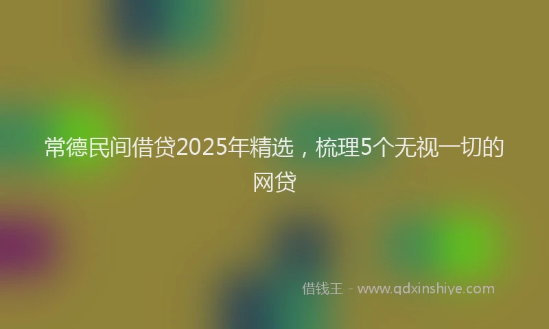 常德民间借贷2025年精选，梳理5个无视一切的网贷