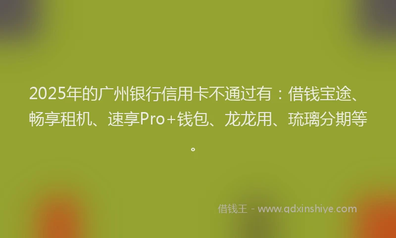 2025年的广州银行信用卡不通过有：借钱宝途、畅享租机、速享Pro+钱包、龙龙用、琉璃分期等。