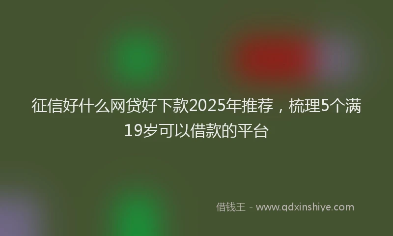 征信好什么网贷好下款2025年推荐，梳理5个满19岁可以借款的平台