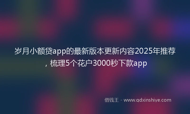 岁月小额贷app的最新版本更新内容2025年推荐，梳理5个花户3000秒下款app