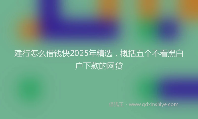 建行怎么借钱快2025年精选，概括五个不看黑白户下款的网贷