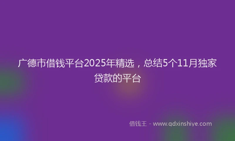 广德市借钱平台2025年精选，总结5个11月独家贷款的平台