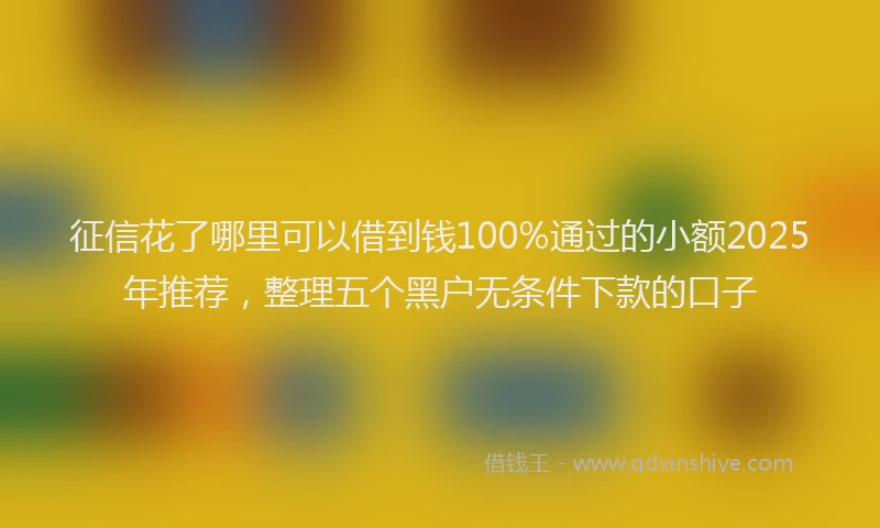 征信花了哪里可以借到钱100%通过的小额2025年推荐，整理五个黑户无条件下款的口子
