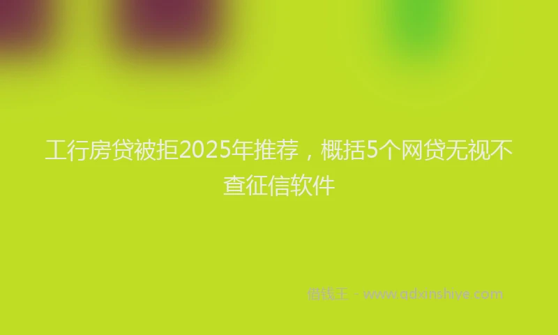 工行房贷被拒2025年推荐，概括5个网贷无视不查征信软件