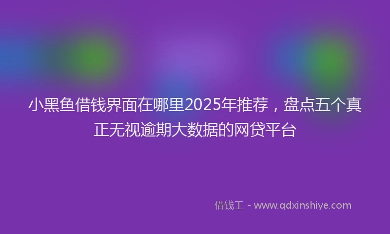 小黑鱼借钱界面在哪里2025年推荐，盘点五个真正无视逾期大数据的网贷平台