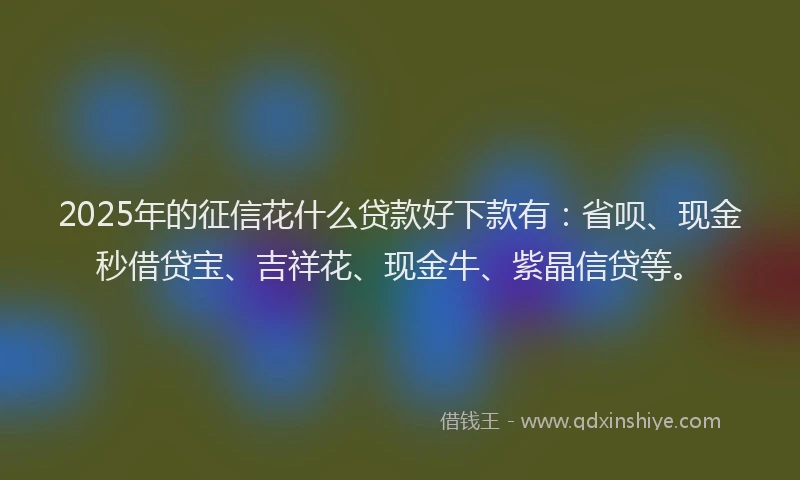 2025年的征信花什么贷款好下款有：省呗、现金秒借贷宝、吉祥花、现金牛、紫晶信贷等。