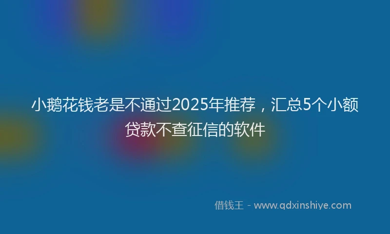 小鹅花钱老是不通过2025年推荐，汇总5个小额贷款不查征信的软件
