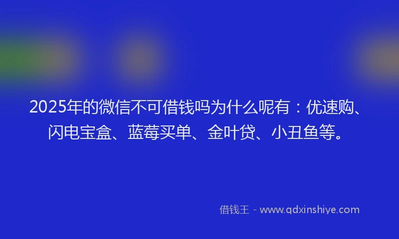 2025年的微信不可借钱吗为什么呢有：优速购、闪电宝盒、蓝莓买单、金叶贷、小丑鱼等。