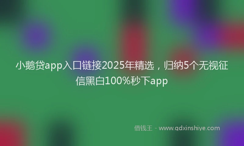 小鹅贷app入口链接2025年精选，归纳5个无视征信黑白100%秒下app