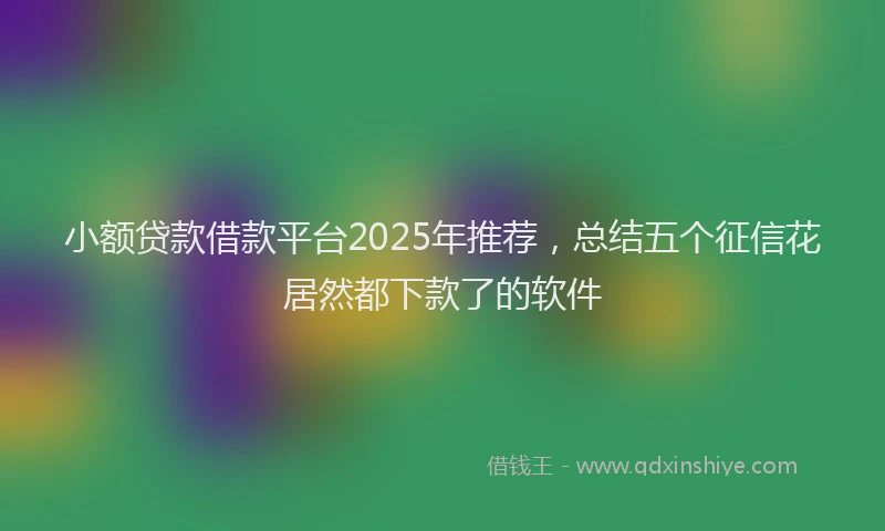 小额贷款借款平台2025年推荐，总结五个征信花居然都下款了的软件