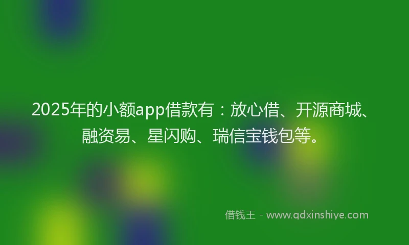 2025年的小额app借款有：放心借、开源商城、融资易、星闪购、瑞信宝钱包等。