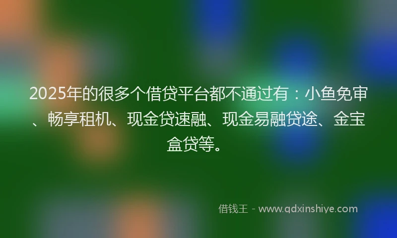 2025年的很多个借贷平台都不通过有：小鱼免审、畅享租机、现金贷速融、现金易融贷途、金宝盒贷等。