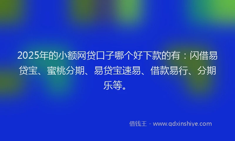 2025年的小额网贷口子哪个好下款的有：闪借易贷宝、蜜桃分期、易贷宝速易、借款易行、分期乐等。