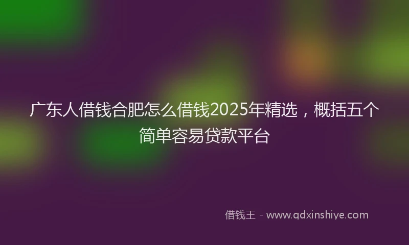 广东人借钱合肥怎么借钱2025年精选，概括五个简单容易贷款平台