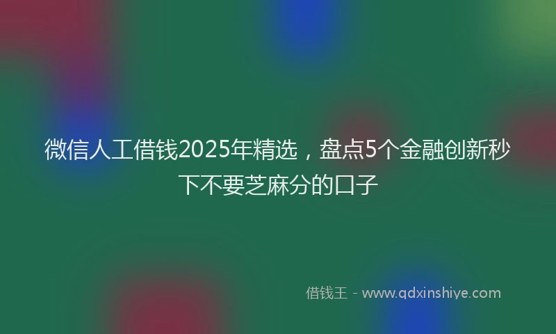 微信人工借钱2025年精选，盘点5个金融创新秒下不要芝麻分的口子