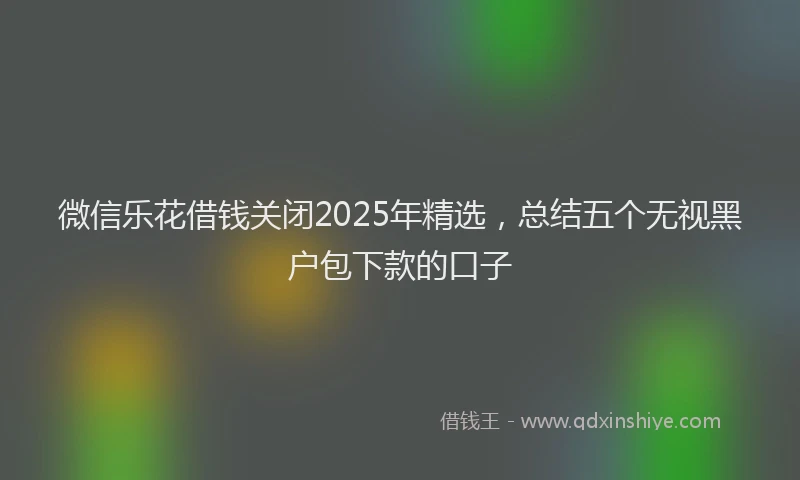 微信乐花借钱关闭2025年精选，总结五个无视黑户包下款的口子