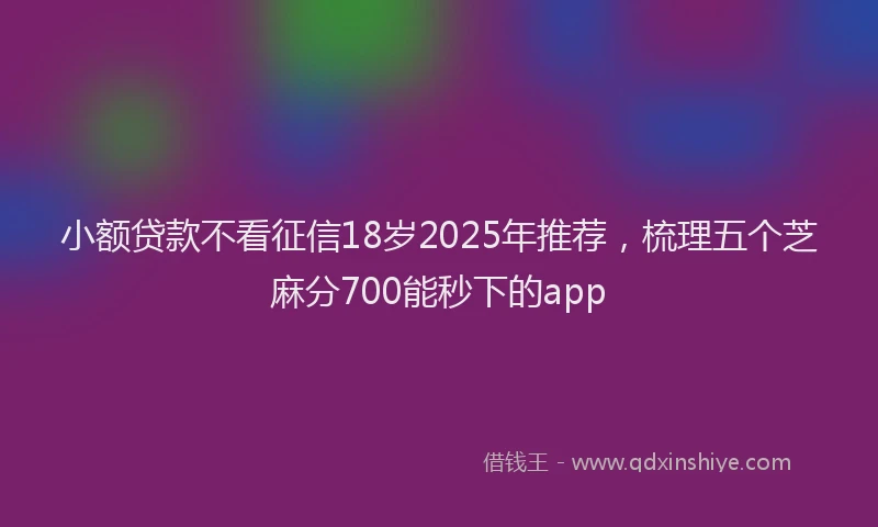 小额贷款不看征信18岁2025年推荐，梳理五个芝麻分700能秒下的app