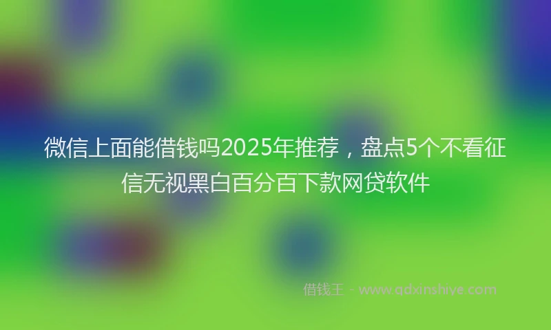 微信上面能借钱吗2025年推荐，盘点5个不看征信无视黑白百分百下款网贷软件