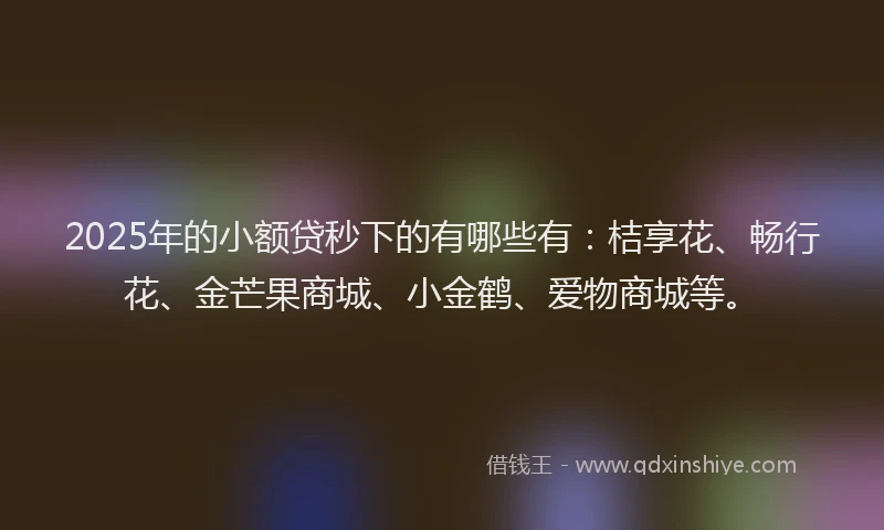 2025年的小额贷秒下的有哪些有：桔享花、畅行花、金芒果商城、小金鹤、爱物商城等。