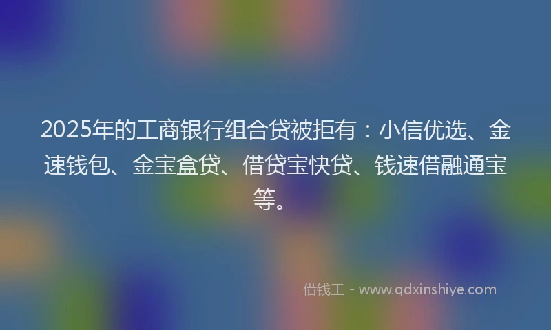 2025年的工商银行组合贷被拒有：小信优选、金速钱包、金宝盒贷、借贷宝快贷、钱速借融通宝等。