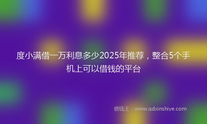 度小满借一万利息多少2025年推荐，整合5个手机上可以借钱的平台