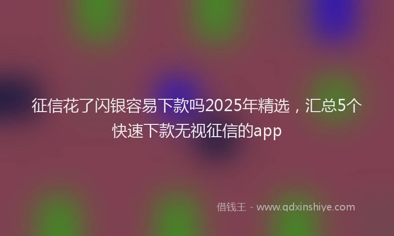 征信花了闪银容易下款吗2025年精选，汇总5个快速下款无视征信的app