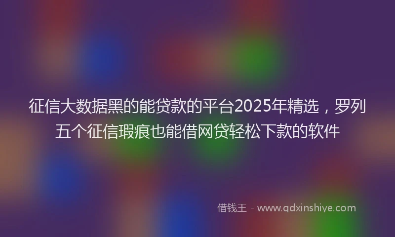 征信大数据黑的能贷款的平台2025年精选，罗列五个征信瑕疵也能借网贷轻松下款的软件