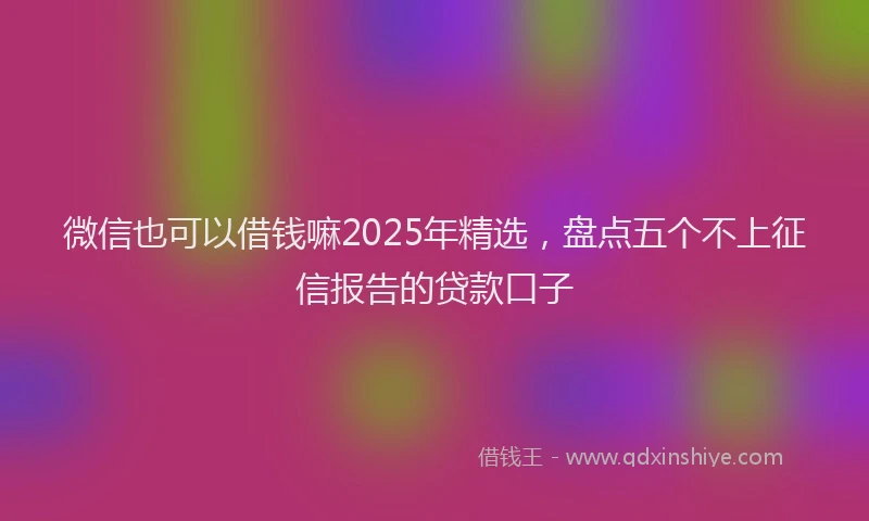 微信也可以借钱嘛2025年精选，盘点五个不上征信报告的贷款口子