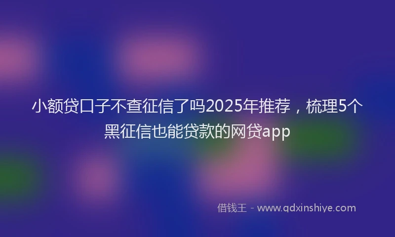 小额贷口子不查征信了吗2025年推荐，梳理5个黑征信也能贷款的网贷app