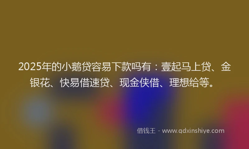 2025年的小鹅贷容易下款吗有：壹起马上贷、金银花、快易借速贷、现金侠借、理想给等。