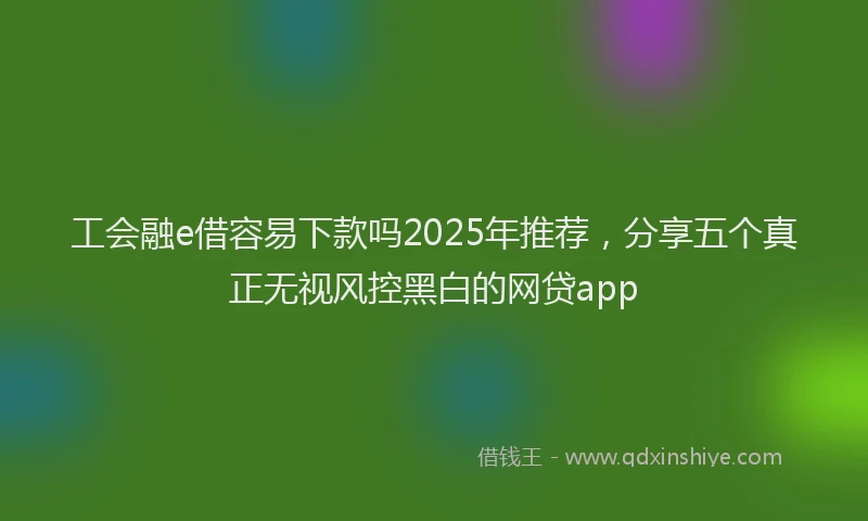工会融e借容易下款吗2025年推荐，分享五个真正无视风控黑白的网贷app