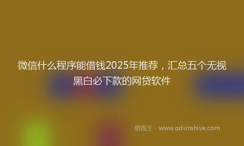 微信什么程序能借钱2025年推荐，汇总五个无视黑白必下款的网贷软件