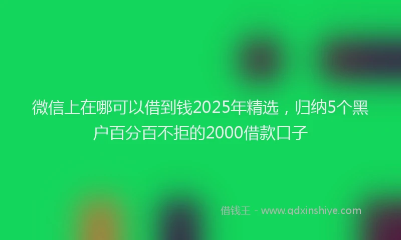 微信上在哪可以借到钱2025年精选，归纳5个黑户百分百不拒的2000借款口子