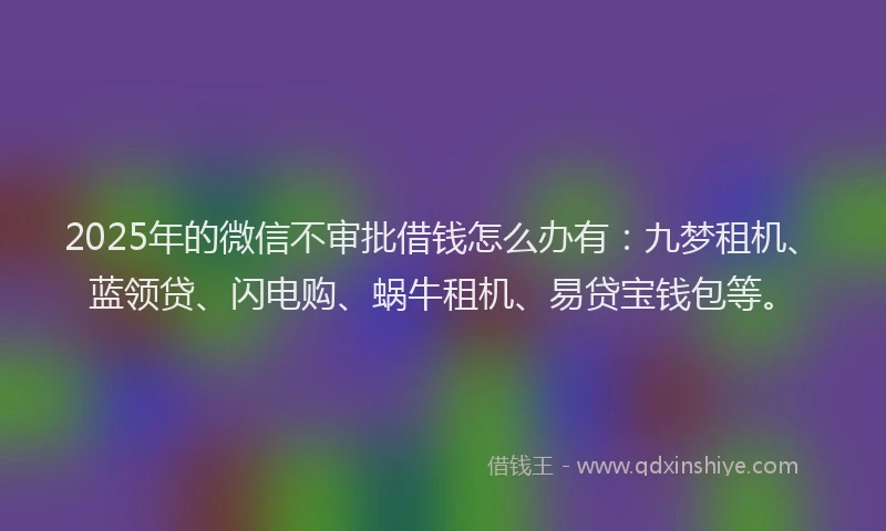 2025年的微信不审批借钱怎么办有：九梦租机、蓝领贷、闪电购、蜗牛租机、易贷宝钱包等。